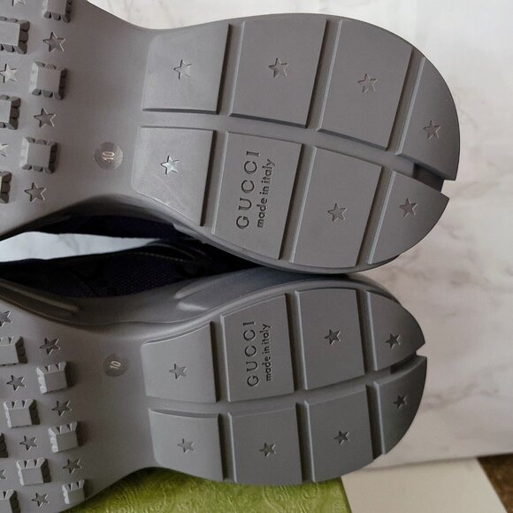 Gucci Rython GG Logo Monogram Mens Sneaker Blue Canvas Leather UK 10/ US 10.5 - Picture 11 of 13